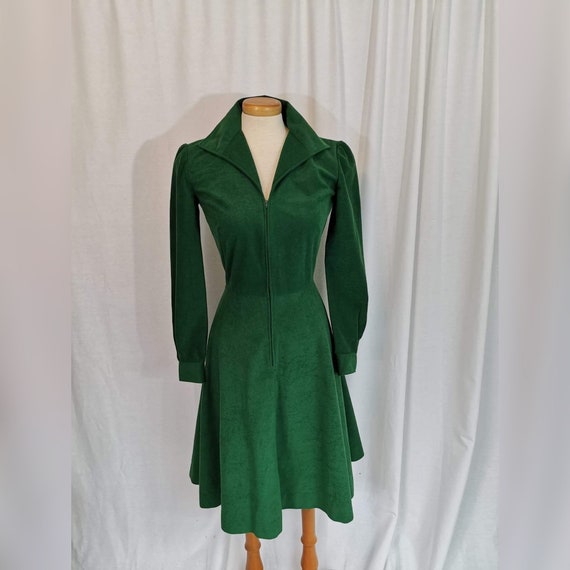 70s Green Ultrasuede Dress