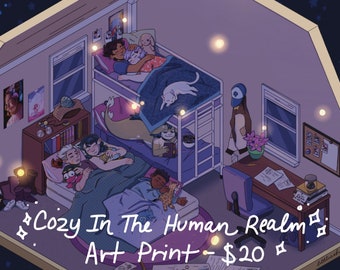Cozy in the Human Realm Art Print (The Owl House)
