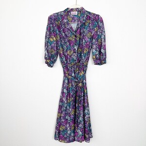 Vintage California Looks USA Puff Sleeve Button Front Belted Shirtdress Womens Medium Large Cottagecore 80s 90s Retro House Dress