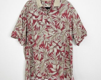 Vintage Tori Richard Mens XL Floral Hawaiian Aloha Short Sleeve Polo Shirt Flaws