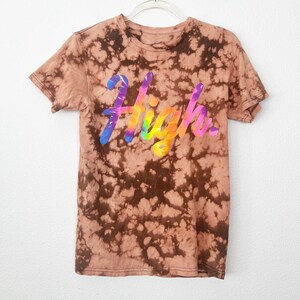 Upcycled Custom Bleach Reverse Tie Dy Spencers High Graphic Short Sleeve Tee Unisex Small