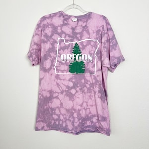 Upcycled Custom Oregon State Bleach Reverse Tie Dye Short Sleeve Graphic Tee Mens Large