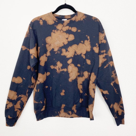 Custom Bleach Reverse Tie Dye Hanes Unisex Small Black Crewneck Pullover Sweatshirt Etsy