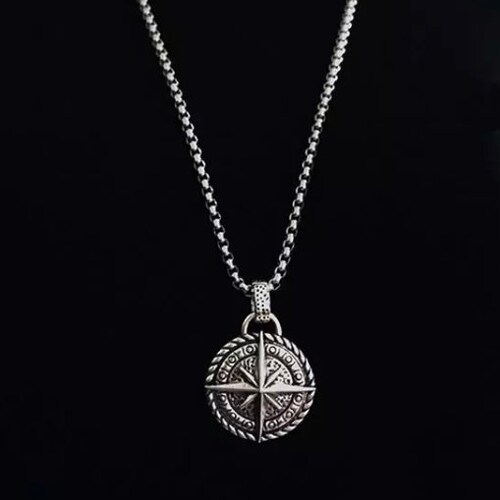 Classic Compass Necklace North Star Pendant Necklaces Men Etsy