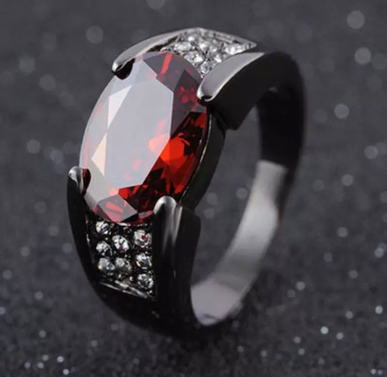 Red Purple Crystal Rings Milan Zircon Inlaid Black Ring Cross Border Rings For Men Women Jewelry