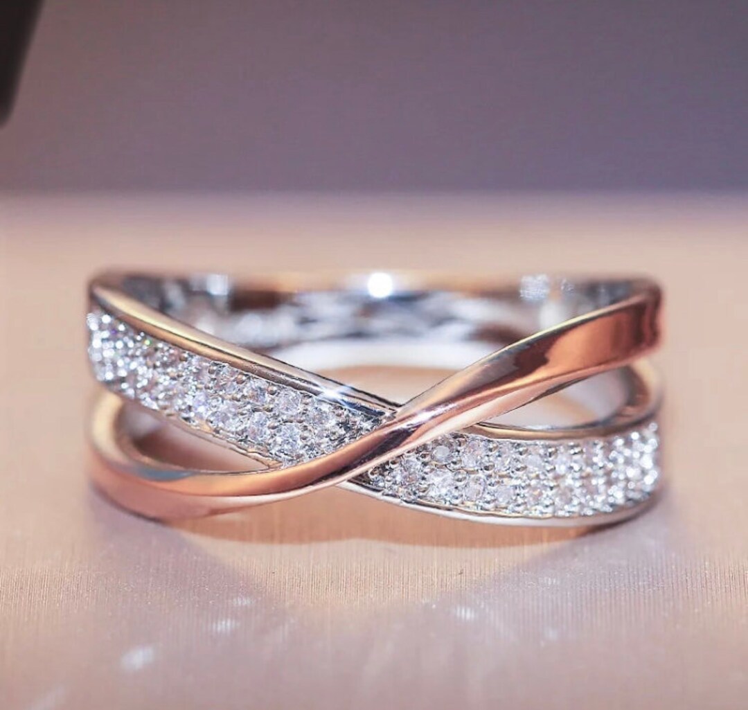 Fresh Two Tone X Shape Cross Ring for Women Wedding Jewelry - Etsy