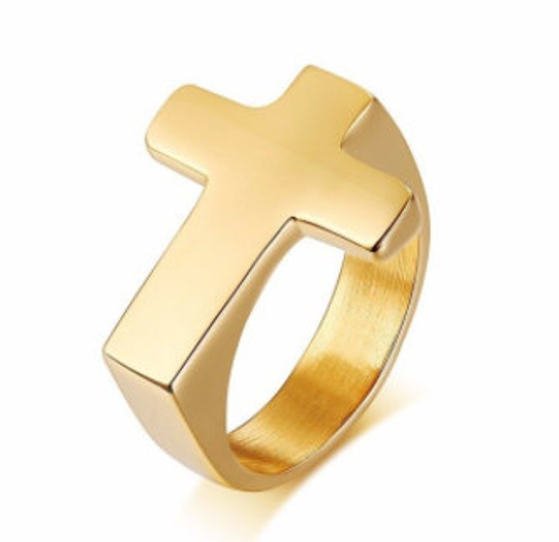 Cross Ring Stainless Steel Silver/gold Ring for Man Woman Etsy