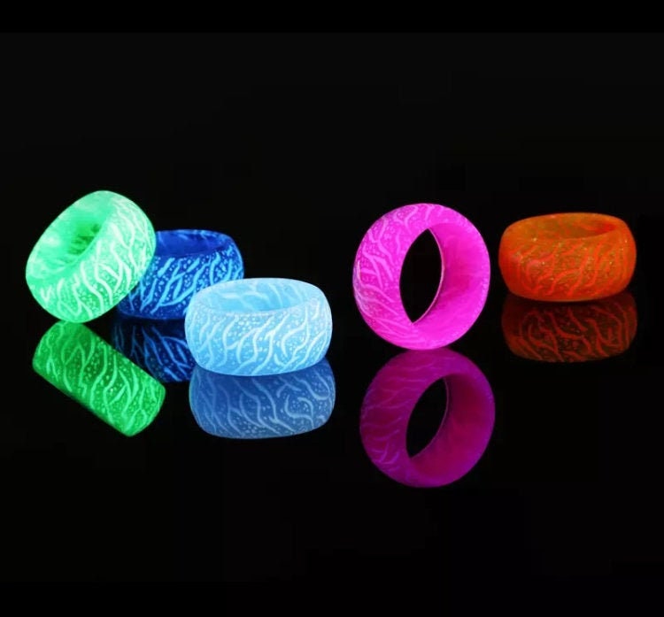 Colorful Luminous Resin Ring Women Men Fluorescent Glowing | Etsy