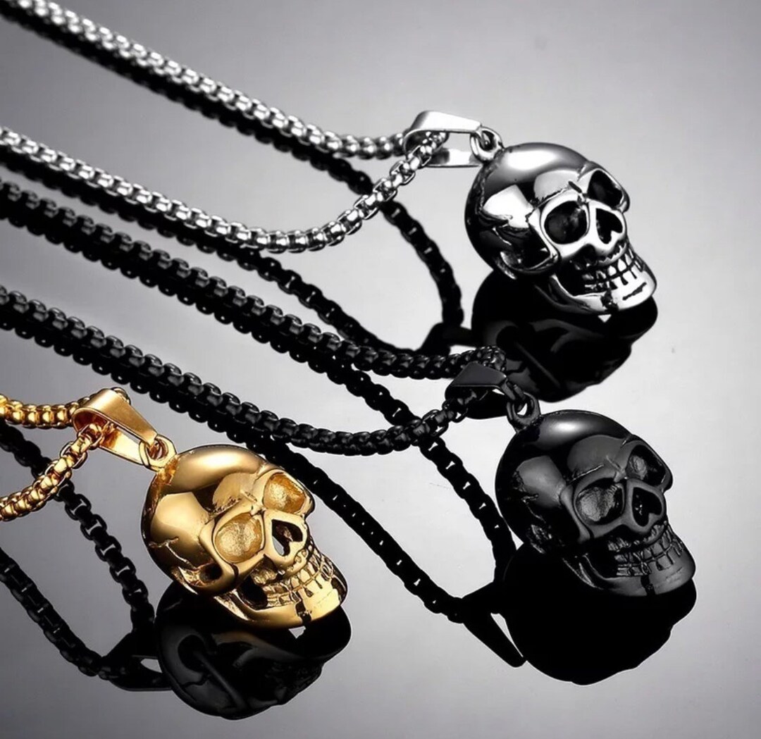 Skull Pendant Chain Necklace Hip Hop Rock Punk Necklace Men - Etsy