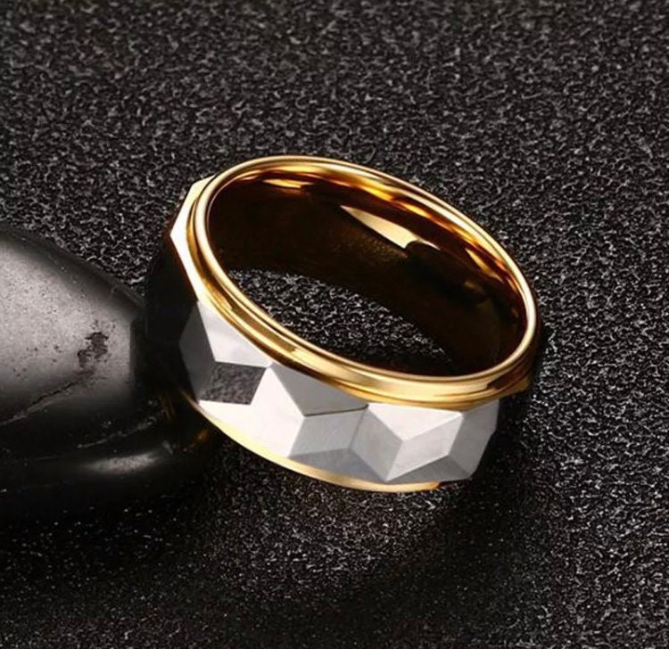 Tungsten Carbide Multi-Faceted Prism Ring for Men Women Band | Etsy