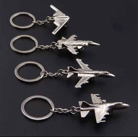 Jet Airplane Silver Keychain Traveller Navy Fighter model Etsy