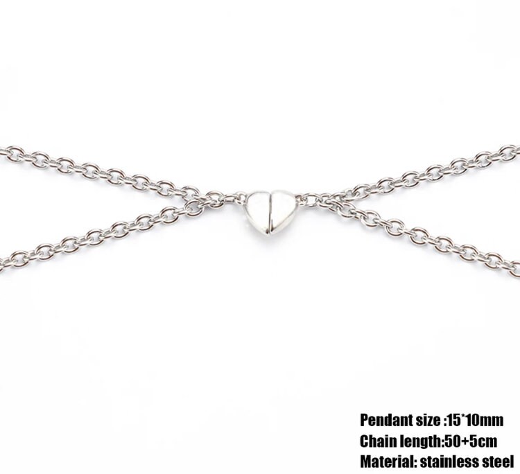 2pcs Necklace Love Heart Charm Couple Necklace Jewelry Etsy