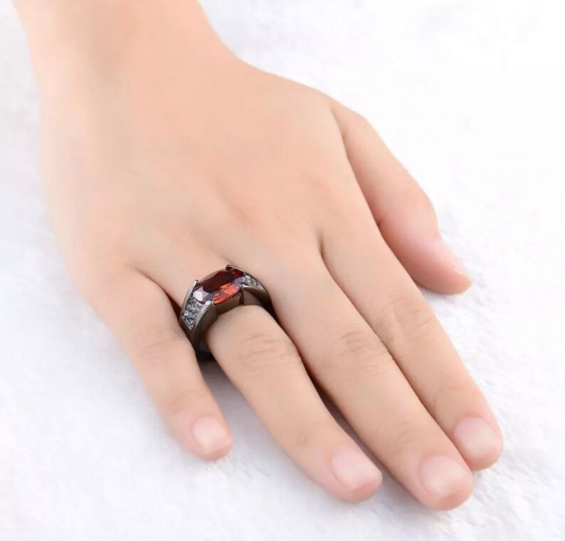 Red Purple Crystal Rings Milan Zircon Inlaid Black Ring Cross Border Rings For Men Women Jewelry