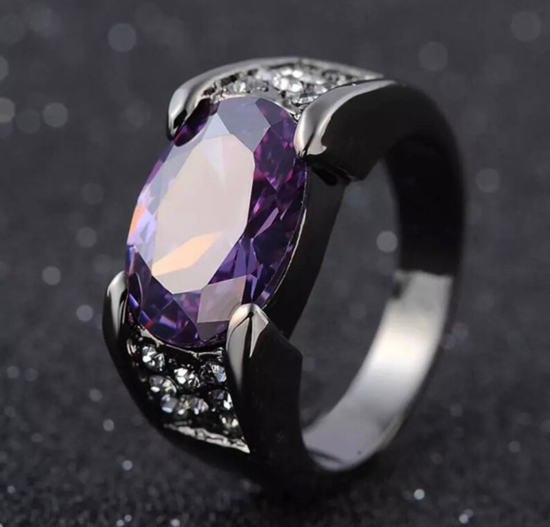 Red Purple Crystal Rings Milan Zircon Inlaid Black Ring Cross Border Rings For Men Women Jewelry