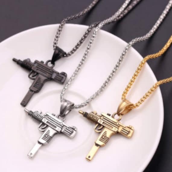 Unisex Fashion Uzi Gun Alloy Pendant Necklace Chain Punk Hip Hop Jewelry Gift CA Unisex Fashion Uzi Gun Alloy Pendant Necklace Chain Punk Hip Hop Jewelry Gift CA