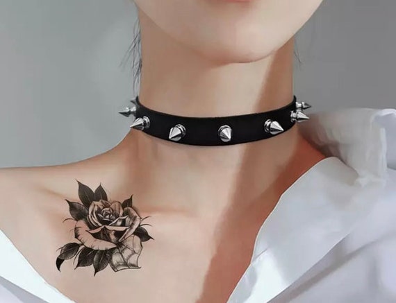 Buy Metal Choker Leather Collar Necklace Punk Necklace Online India - Etsy