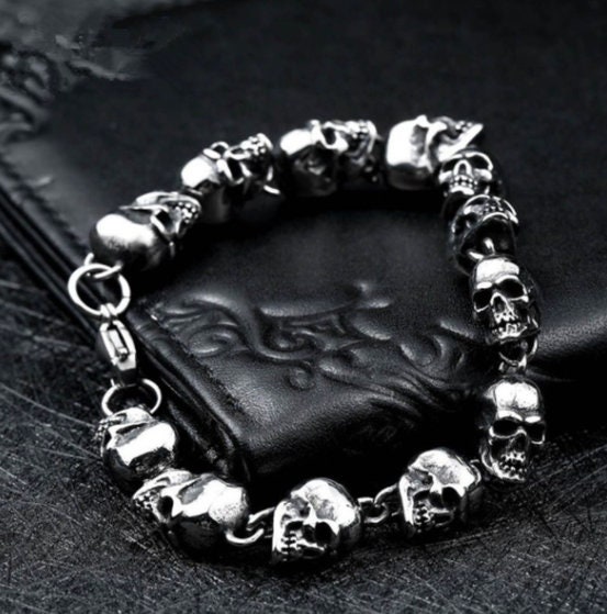 Punk Skull Stainless Steel Bracelet for Man Woman High Quality - Etsy