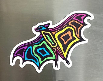 Vinylmagneet regenboogvleermuis – Kleurrijk keukendecor, cadeau als trots