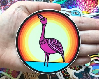 Adhesivo de vinilo Flamingo Sunset - Adhesivo impermeable para portátil