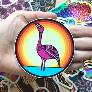 Flamingo Sonnenuntergang 3 Zoll Vinyl Aufkleber Wasserdichte Fade Resistant Wasserflasche Laptop Aufkleber Coole Original Vogelliebhaber Tierdesigns Spaß Geschenke