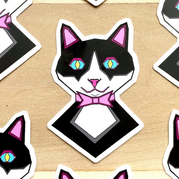 Fun Tuxedo Cat 3in Vinyl Sticker Black White Cats Cool Animals Water Bottle Decals Animal Lovers Gift Cat Lover Gift Good Luck Cat Sticker