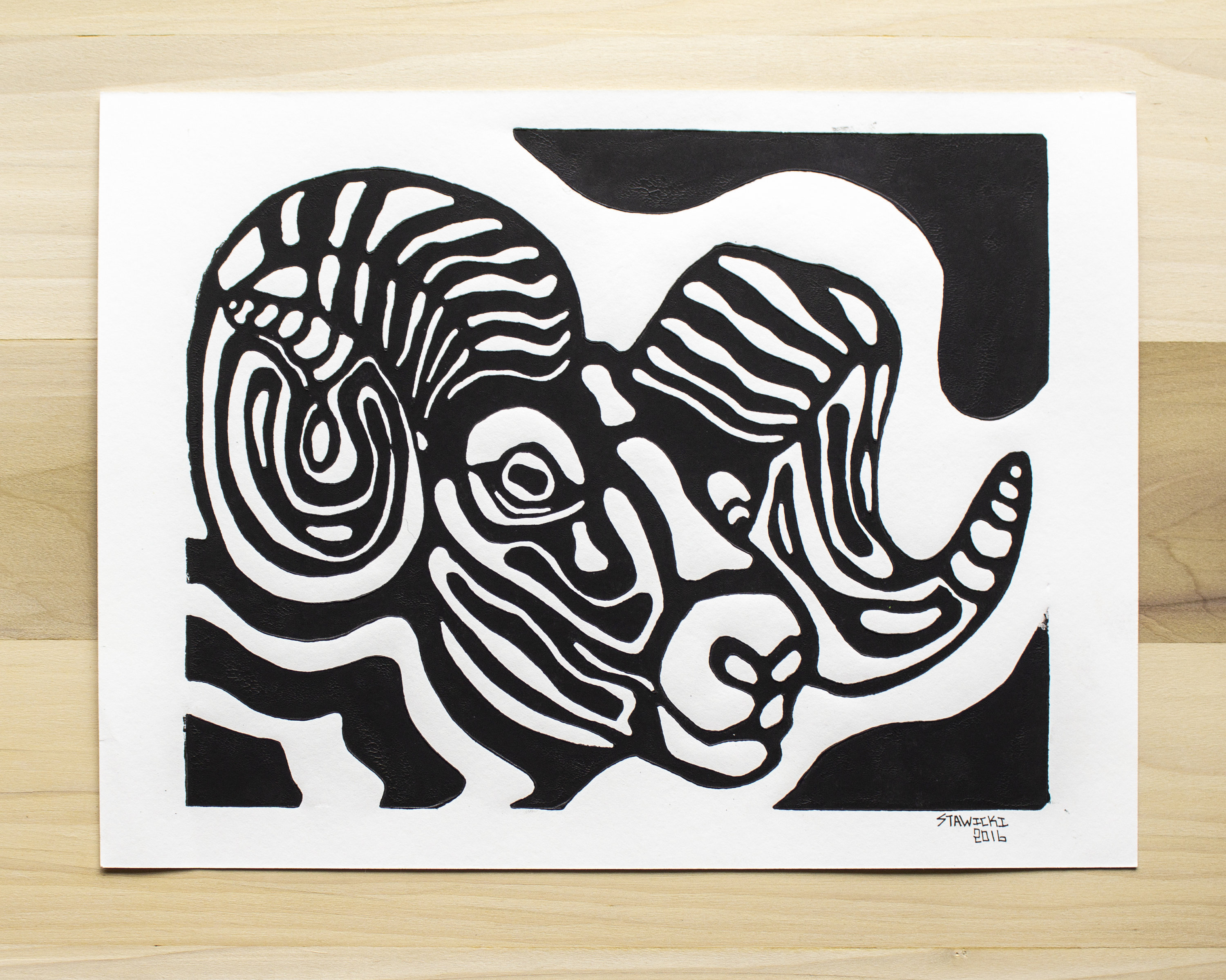Wild Linocut/block Print Original Artwork/ Heavyweight Textured