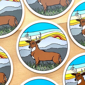 Sunset Buck 3 Zoll Vinyl Aufkleber Whitetail Deer Wasserdicht Cool Spaß Bunte Kunst Aufkleber Einzigartiges Geschenk Laptop Wasserflasche Aufkleber Jäger