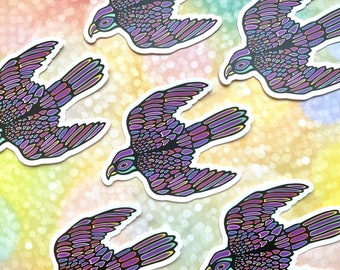 Funky Falcon 3 inch vinylsticker waterdicht, lichtbestendig waterfles laptopstickers leuke originele paarse slechtvalk ontwerpen geschenken