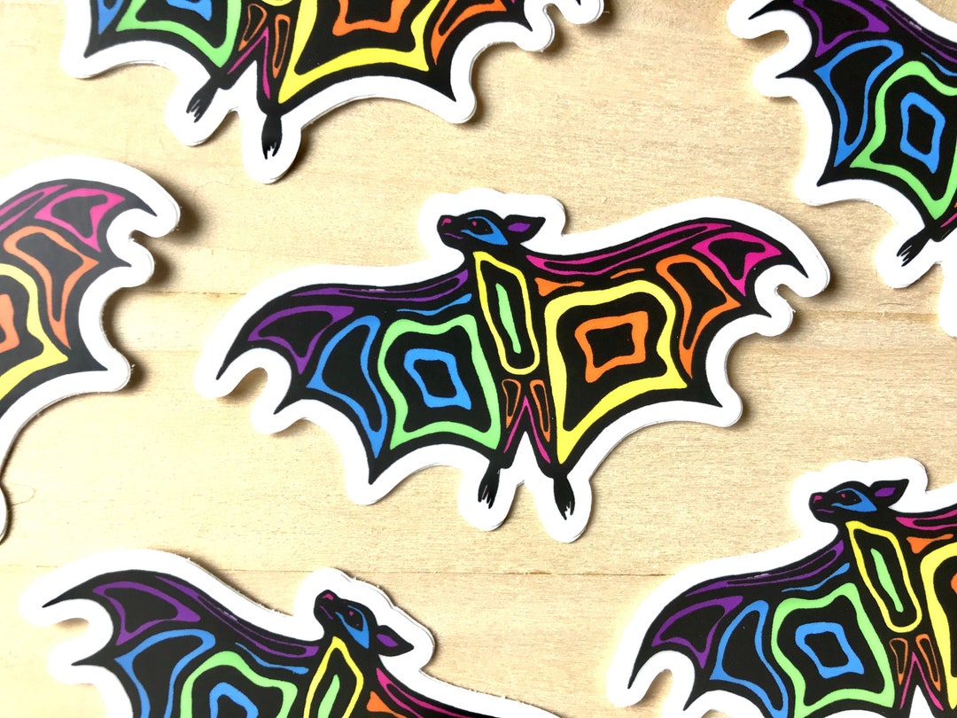 Rainbow Bat 3in Vinyl Sticker Waterproof Fade Resistant Stationary ...