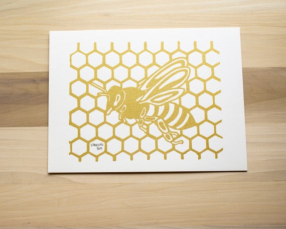 The Honey Bee Gold Screen Print Honeycomb Cute Fun Gift for Men Women Bee  Keepers Apiary Lover Save the Bees Art Prints Beehive Design -   Australia