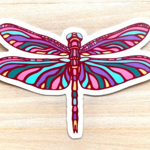 Dragonfly 3 inch Vinyl Sticker - waterproof fade resistant long life water bottle stickers colorful art insects gift cool original design