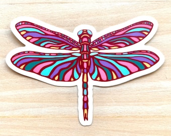 Dragonfly 3 inch Vinyl Sticker - waterproof fade resistant long life water bottle stickers colorful art insects gift cool original design