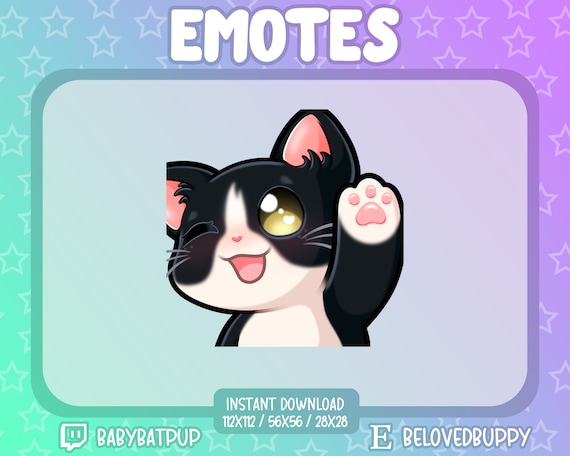 Tuxedo Cat Hi Emote: Black and White Kitty Streamer (Digital Download)