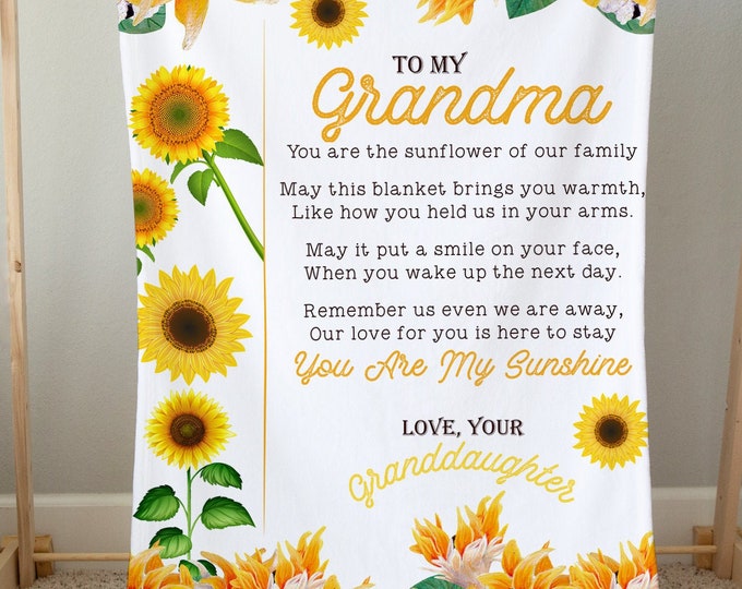 You Are My Sunshine Blanket Blanket for Grandma Personalized Etsy