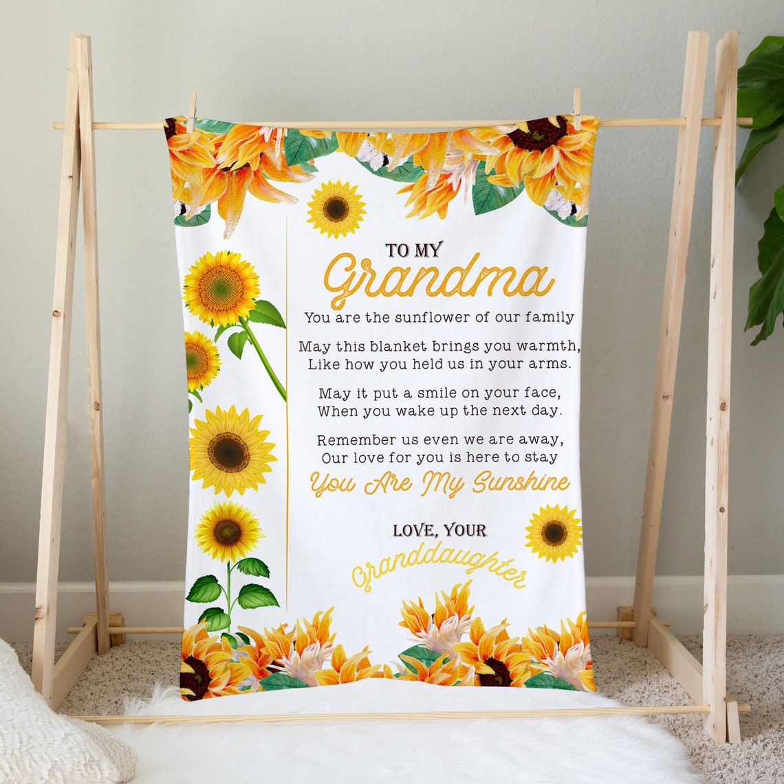You Are My Sunshine Blanket Blanket for Grandma Personalized Etsy
