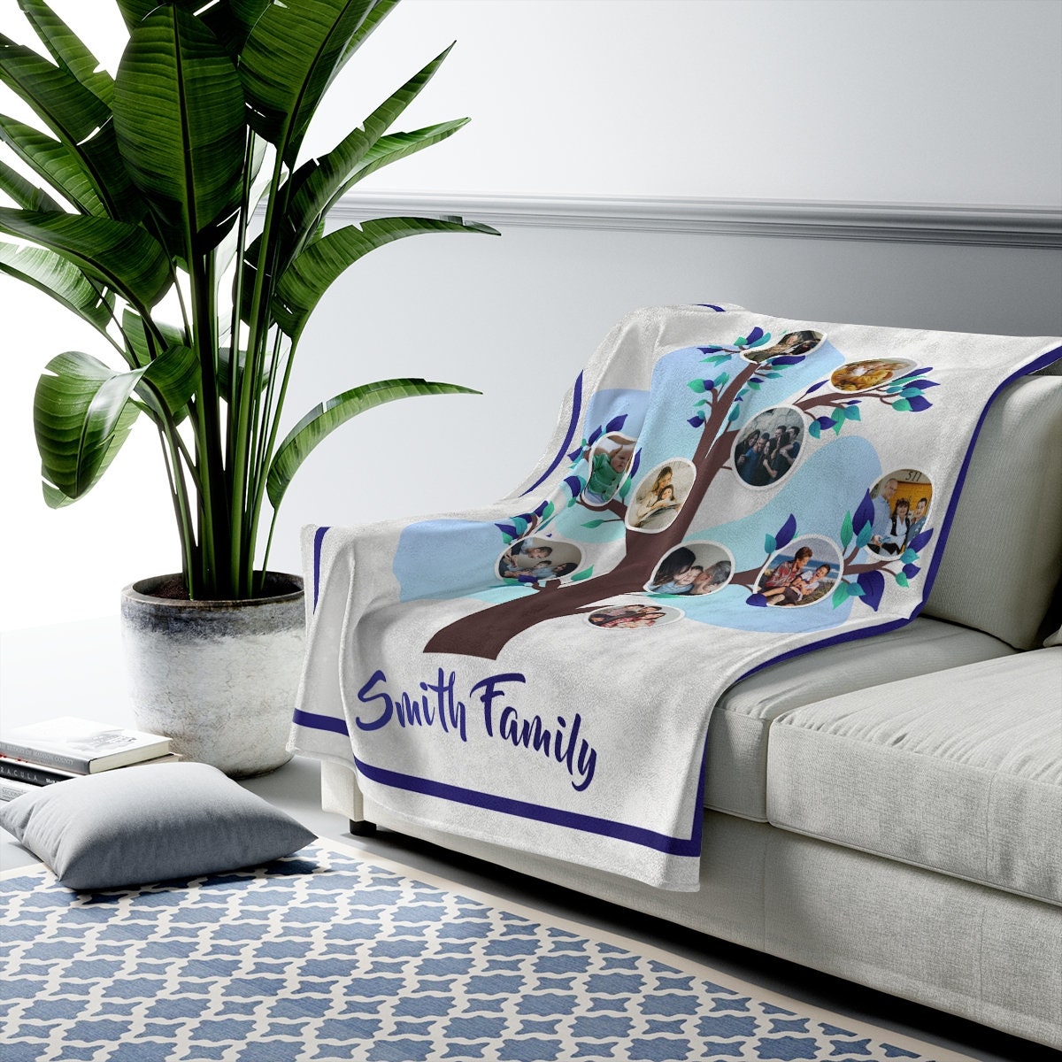 Family Tree Blanket Family Photo Blanket Custom Photo Etsy