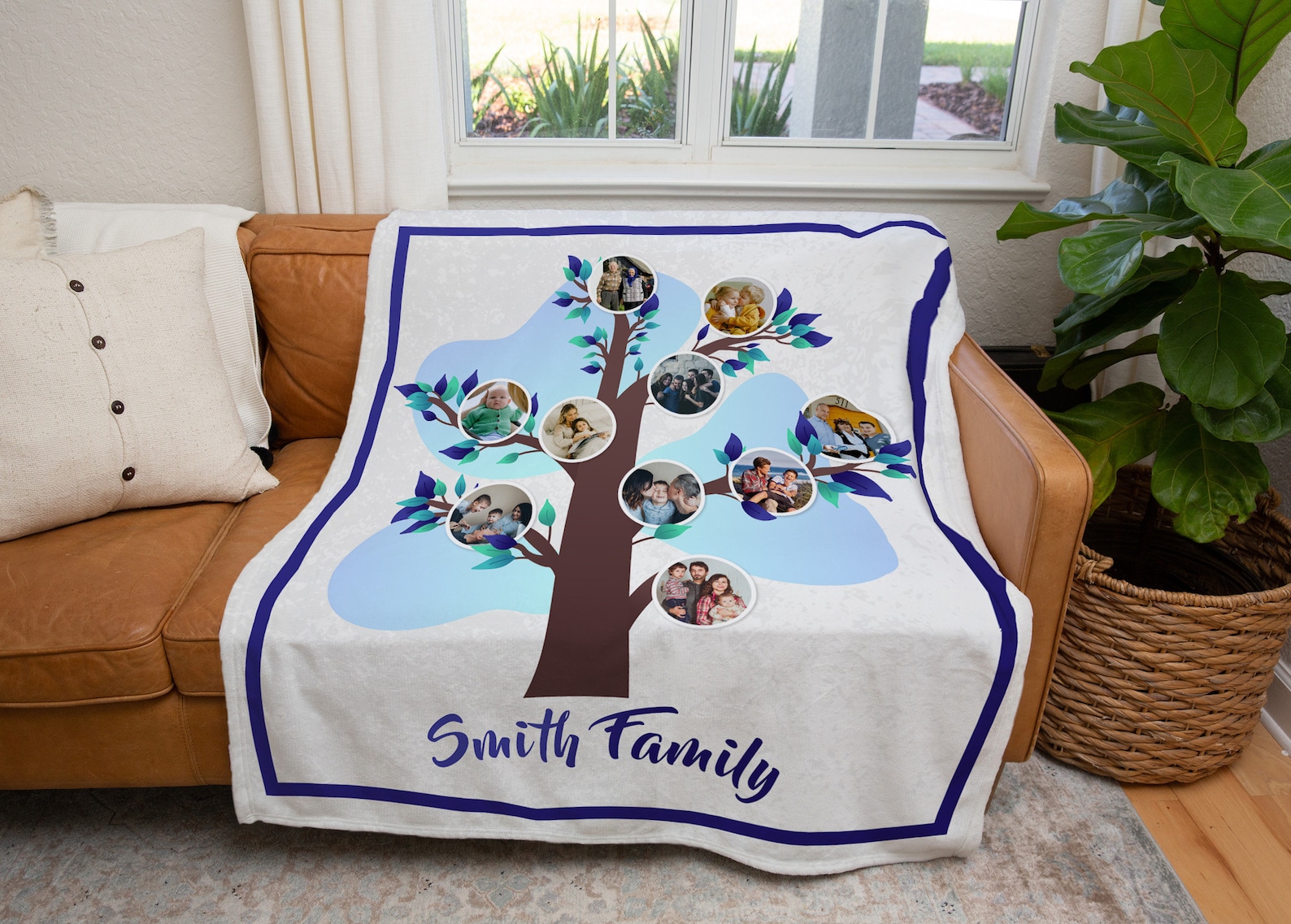 Family Tree Blanket Family Photo Blanket Custom Photo Etsy