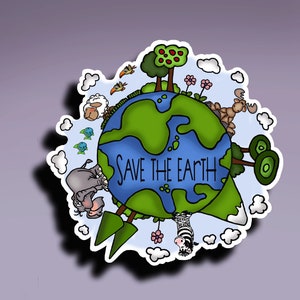 Pegatina - Salva la Tierra; Pegatina del Día de la Tierra; Pegatina ambiental; Pegatina de Amor a la Tierra