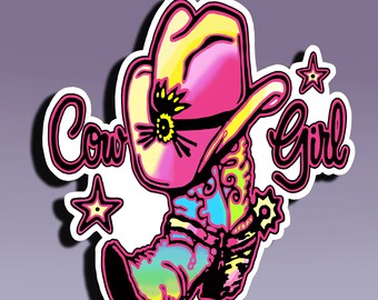Sticker - Cowgirl; Cowgirl Boots and Hat Sticker; Western Sticker; Horse Lover Sticker