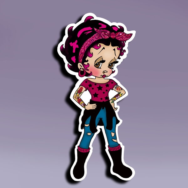 Sticker - The Boopster; Tattooed Betty Boop Sticker; Hipster Betty Boop Sticker; Tatted Betty Boop Sticker