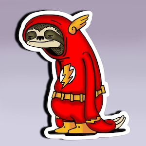 Super Faultier Aufkleber; Super Hero Aufkleber; Ausgefallener Superhelden Sticker; Geek Sticker