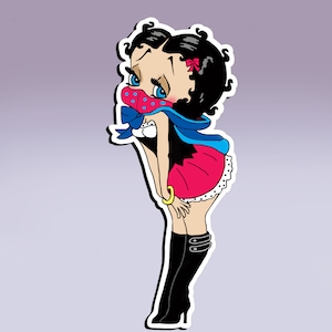 Sticker - Betty Boop met een masker; Pandemische sticker; Draag een maskersticker; Popcultuur-sticker