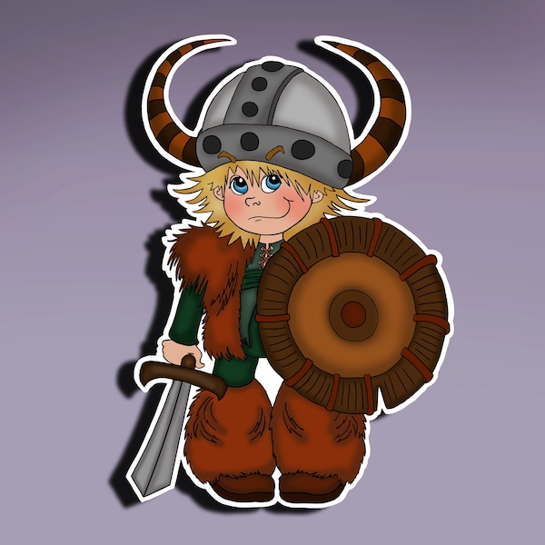 Sticker - Little Viking Boy; Viking Boy Sticker; Shields Up Sticker; Nordic Boy Sticcker; Celtic Sticker