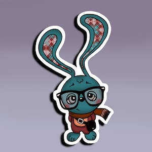 Kleiner Hipster Hasen Aufkleber; Häschen-Aufkleber; Harry the Hipster Bunny Aufkleber; Süßer Hasen-Aufkleber;