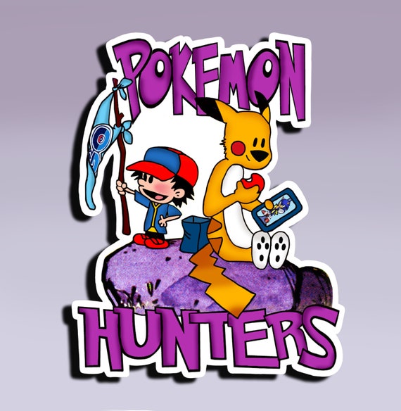 Sticker - Pokemon Hunters; Sticker - Pokemon Hunter Mashup; Pokemon Go  Hunters Sticker; Pikachu and Hilbert Mashup Sticker