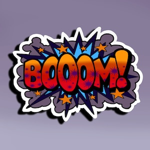 Adesivo - Boom; Adesivo esplosivo; Adesivo Boom; Adesivo fumetto