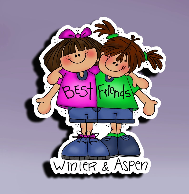 Sticker Best Friends Best Friends Sticker Besties Sticker BFF Sticker: Personalized Best Friends Sticker Hugging Friends Sticker image 2