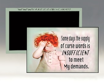 Magnet - Some Days the Supply of Curse Words is Insufficient to Meet My Demands; Refrigerator Magnet; Funny Magnet; Sarcastic Magnet