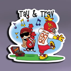 Pegatina - Tay y Trav; Pegatina de baile de Taylor y Travis; Etiqueta de celebración; Pegatina Taylor Swift; Celebrar la música Pegatina