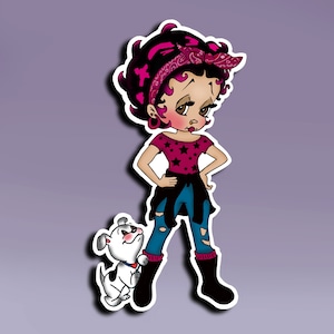 Aufkleber – Der Boopster und Pudgy; Betty und Pudgy; Hipster Boop und ihr Hund Pudgy; ; Betty Boop und ihr Hund Aufkleber